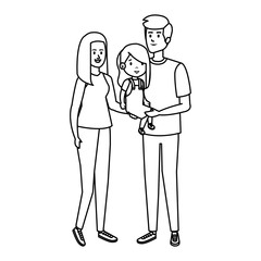 parents couple with daughter characters