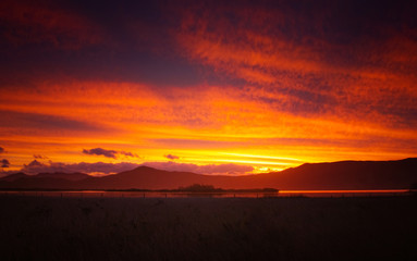 sunset in mountains