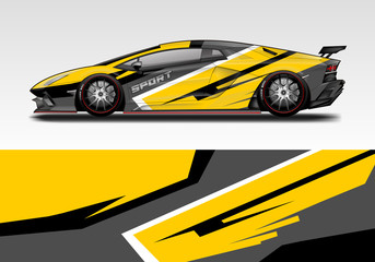 Racing car wrap design. Sport car. abstract background with vector.