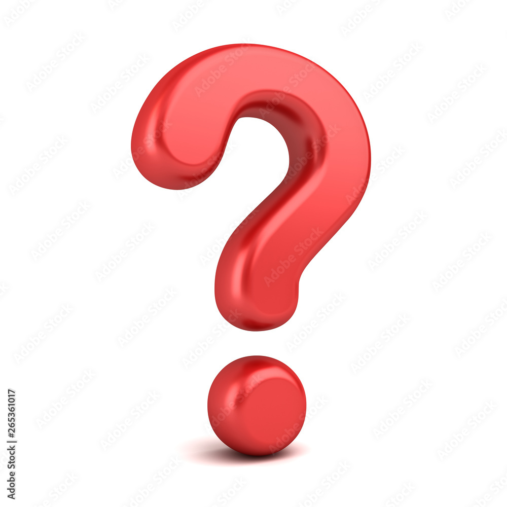 Poster red question mark isolated on white background with shadow 3d rendering