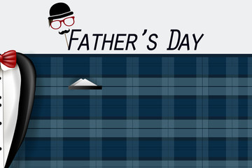 Happy Father's Day card with necktie, white shirt on blue background
