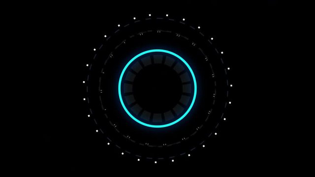 Futuristic HUD conceptual animation, background for video intro, science fiction and hi-tech shapes design