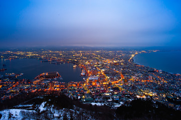 Hakodate night view lanscape in Hokkaido 
