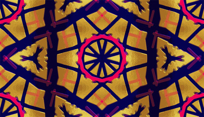 Ornate geometric pattern and artfully abstract multicolored background
