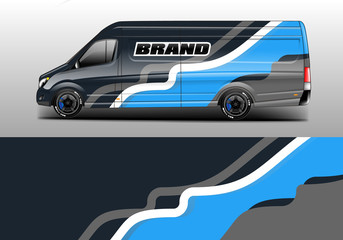 Van decal cargo and car wrap vector . Graphic abstract background livery 