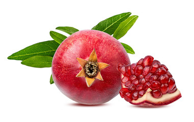 Fresh pomegranate isolated on white background with clipping path