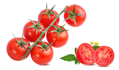 Fresh tomato isolated on white background with clipping path