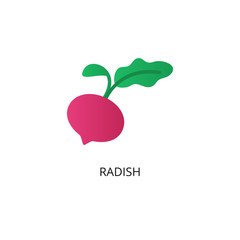 Radish vegetable flat vector icon