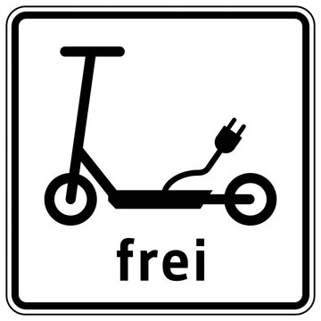 gz386 GrafikZeichnung - german - Verkehrsschild: e-scooter / e-roller frei - Vorlage - quadratisch xxl g7610