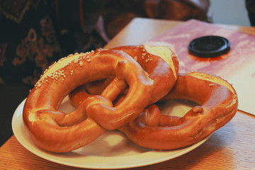 pretzel on a plate