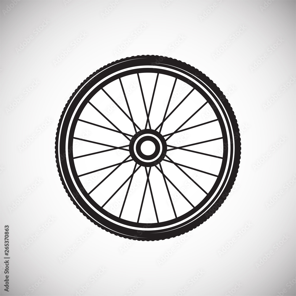 Poster bicycle wheel icon on background for graphic and web design. simple vector sign. internet concept sy