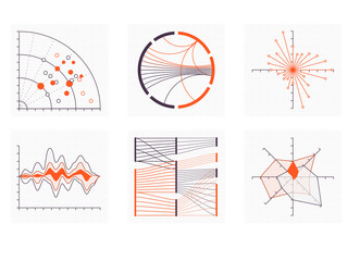 Abstract charts and graphs line illustration