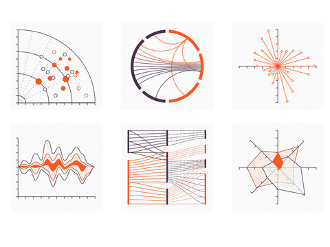 Abstract charts and graphs line illustration