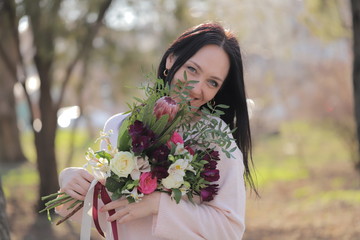 woman, fashion, floral, love, person, house, nature, spring, adult, bouquet, flowers, happy, smiling, holding, senior, female, gift, lady, mature, mother, present, season, mid, variety, 50s, arrangeme
