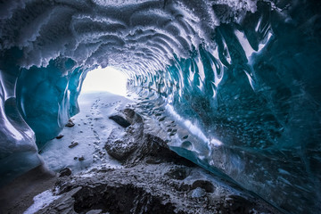 Hoarfrost Covers The Ceiling Of A Canwell Glacier Ice Cave In Winter; Alaska, United States Of America