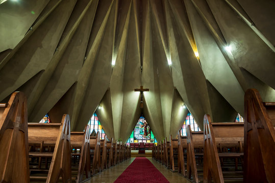 Interior Of Polana Church By Architect Nino Craveio Lopes In Modernist Style; Maputo, Mozambique