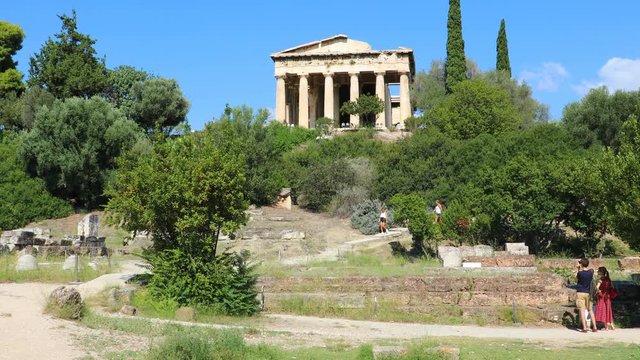 Temple of Hephaestus in the Agora, Athens, Greece. It is one of the main landmarks of Athens. 