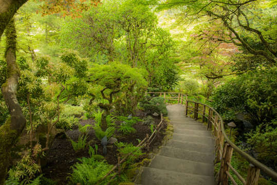 Japanese Garden At Butchart Gardens; Victoria, British Columbia, Canada