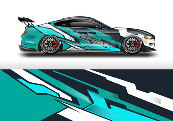 Livery decal car vector , supercar, rally, drift . Graphic abstract stripe racing background . 