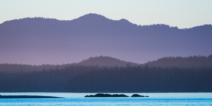 Landscape of Clayoquot Sound off the coast of Vancouver Island; Tofino, British Columbia, Canada