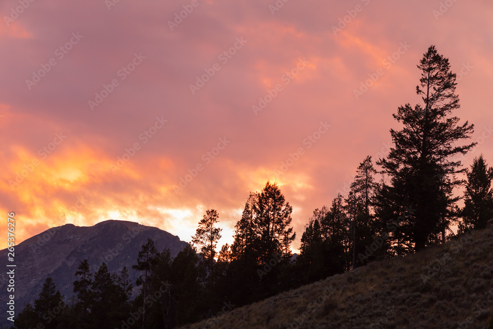 Poster Fiery Sunset in the Tetons