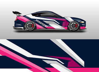 Livery decal car vector , supercar, rally, drift . Graphic abstract stripe racing background . 