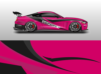 Fototapeta premium Livery decal car vector , supercar, rally, drift . Graphic abstract stripe racing background . 