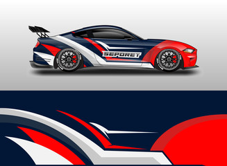 Livery decal car vector , supercar, rally, drift . Graphic abstract stripe racing background . 