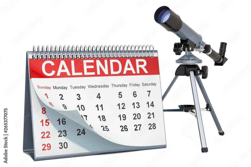 Poster astronomy calendar of celestial events, concept. 3d rendering
