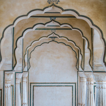Architecture detail inside a building in Amer Fort; Jaipur, Rajasthan, India