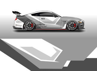 Livery decal car vector , supercar, rally, drift . Graphic abstract stripe racing background . 