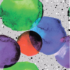 Seamless pattern with round spots of watercolor paint. Points, spots, splashes. Stylish background with a solid pattern.