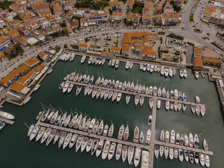 Cesme, Izmir / TURKEY -  Aerial view of Cesme Marina taken by drone