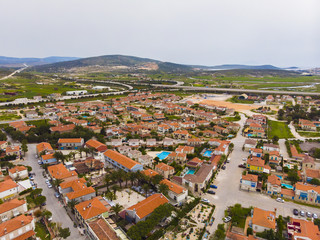 Cesme, Izmir / TURKEY -  Aerial view of Cesme Alacati taken by drone