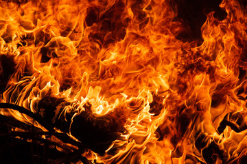 On fire. Themes of fire, disaster and extreme events. Background with copy space