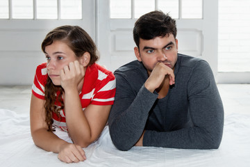 Caucasian couple with relationship difficulties