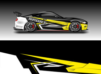 Livery decal car vector , supercar, rally, drift . Graphic abstract stripe racing background . File ready to print and editable .