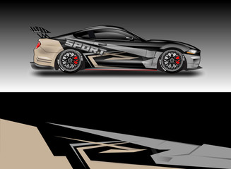 Livery decal car vector , supercar, rally, drift . Graphic abstract stripe racing background . File ready to print and editable .