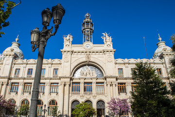Fototapeta na wymiar Central Post Office Building in Valencia