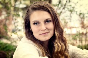 Beautiful Young Caucasian Woman Outdoor Shots in Nature