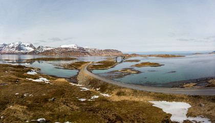 Bridge connecting island in Lofoten, Norway