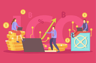 ICO Blockchain Flat Composition 