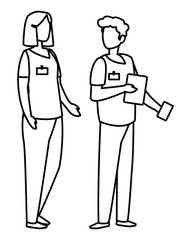 couple medicine workers with uniform characters