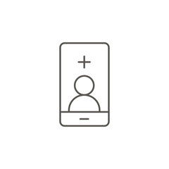 Mobile, friend, add vector icon. Element of simple icon for websites, web design, mobile app, info graphics. Thick line icon for website design and development
