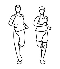 athletic men running character