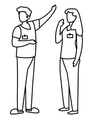 couple medicine workers with uniform characters