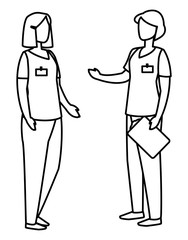 female medicine workers with uniform characters