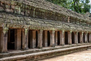 View of the stunning architecture at Ta Prohm temple in Siem Reap, Cambodia