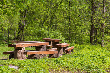 Fototapeta na wymiar Landscape with benches