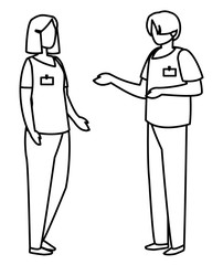 couple medicine workers with uniform characters